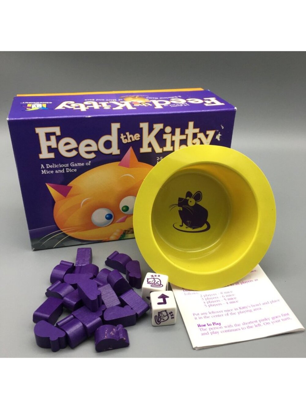 Feed the Kitty Game Gamewright 2010 Wood Mice Dice Family Fun Cat Complete